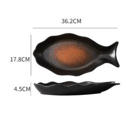 Commercial Hotel Large Size Steamed Fish Plate Japanese Household Ceramic Tableware (Option: The fish dish is late-36.2x17.8cm)