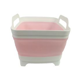 Portable Travel Washing Vegetables Washing Ice Bucket Fruit Basin (Color: Pink)